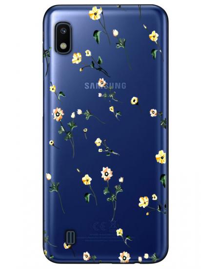 Samsung A10 Çiçekli Şeffaf Telefon Kılıfı