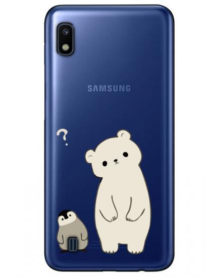 Samsung A10 Penguen Ve Ayıcık Şeffaf Telefon Kılıfı
