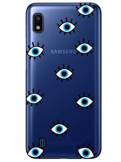 Samsung A10 Nazar Gözler Şeffaf Telefon Kılıfı