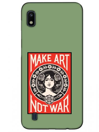 Samsung A10 Make Art Not War Yeşil Telefon Kılıfı