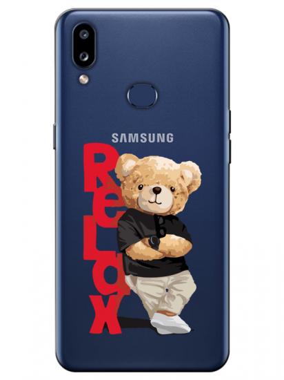 Samsung A10s Teddy Bear Relax Şeffaf Telefon Kılıfı