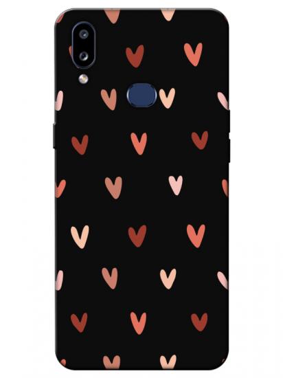 Samsung A10s Kalp Desen Siyah Telefon Kılıfı
