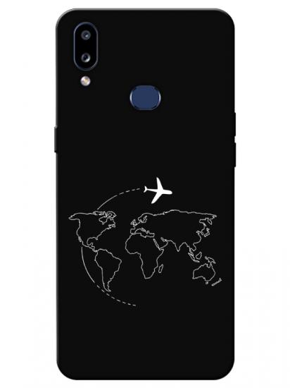 Samsung A10s Harita Uçak Siyah Telefon Kılıfı