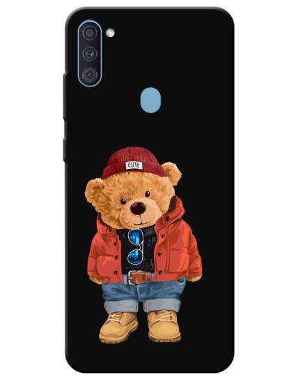 Samsung A11 Teddy Bear Siyah Telefon Kılıfı
