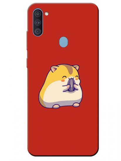 Samsung A11 Sevimli Hamster Kırmızı Telefon Kılıfı