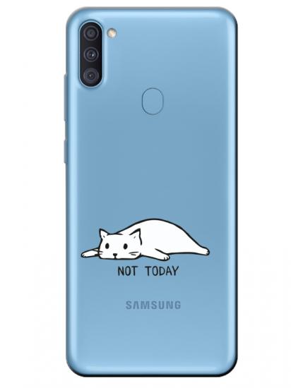 Samsung A11 Not Today Kedi Şeffaf Telefon Kılıfı