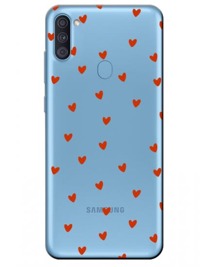 Samsung A11 Minik Kalpler Şeffaf Telefon Kılıfı