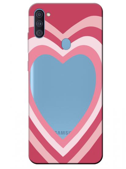 Samsung A11 Estetik Kalp Şeffaf Telefon Kılıfı
