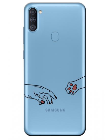 Samsung A11 Hand And Paw Şeffaf Telefon Kılıfı