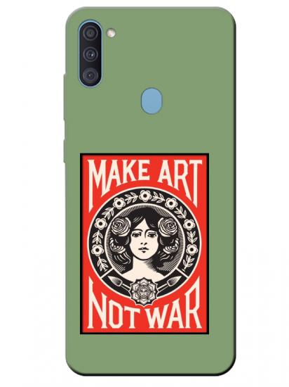 Samsung A11 Make Art Not War Yeşil Telefon Kılıfı