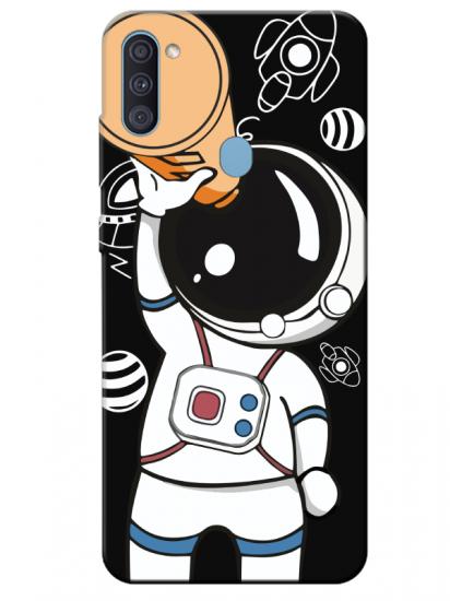 Samsung A11 Astronot Siyah Telefon Kılıfı