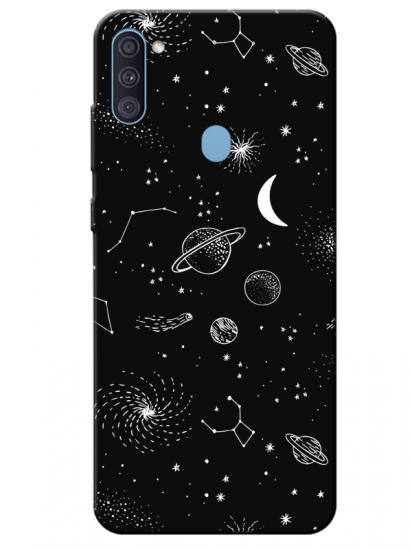 Samsung A11 Gezegenler Siyah Telefon Kılıfı