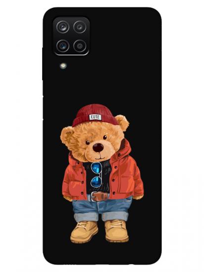Samsung A12 Teddy Bear Siyah Telefon Kılıfı
