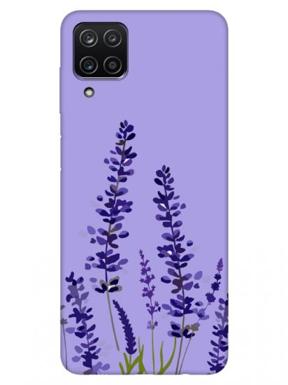 Samsung A12 Lavanta Desenli Lila Telefon Kılıfı