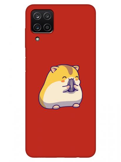 Samsung A12 Sevimli Hamster Kırmızı Telefon Kılıfı