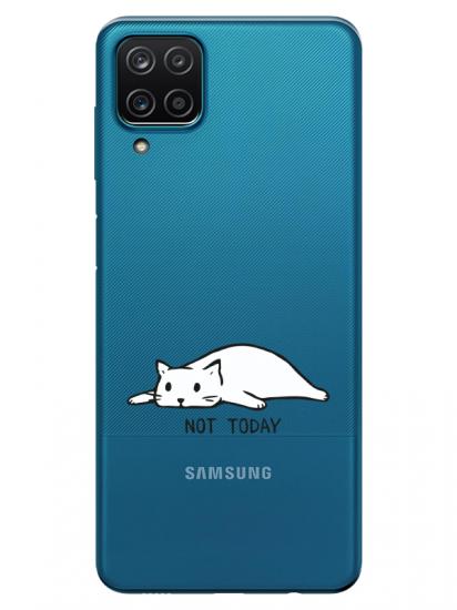 Samsung A12 Not Today Kedi Şeffaf Telefon Kılıfı