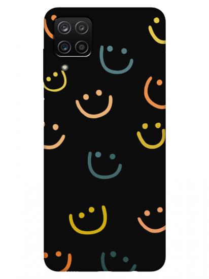 Samsung A12 Emoji Gülen Yüz Siyah Telefon Kılıfı