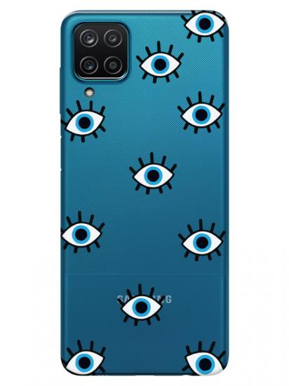 Samsung A12 Nazar Gözler Şeffaf Telefon Kılıfı