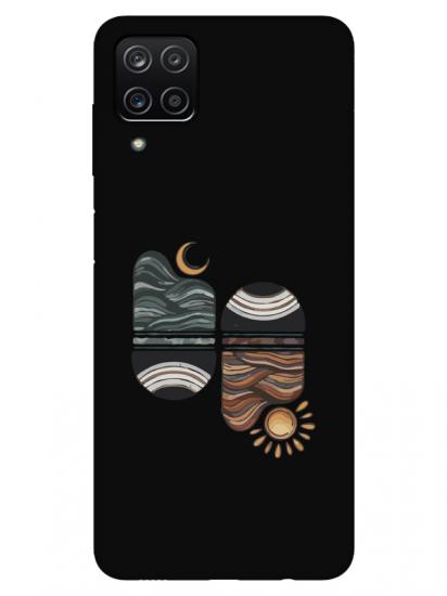 Samsung A12 Sunset Wave Siyah Telefon Kılıfı