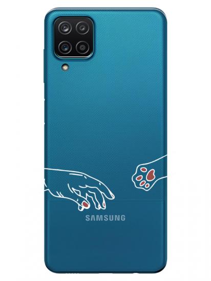 Samsung A12 Hand And Paw Şeffaf Telefon Kılıfı