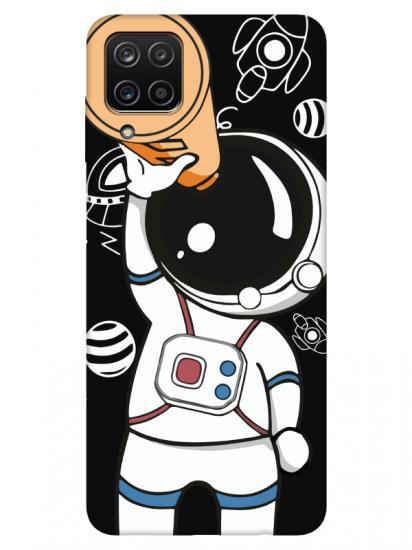 Samsung A12 Astronot Siyah Telefon Kılıfı