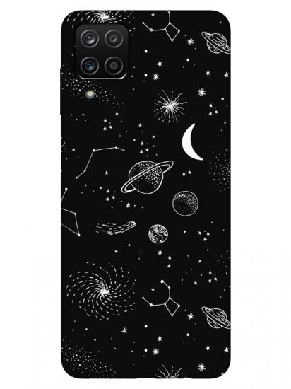 Samsung A12 Gezegenler Siyah Telefon Kılıfı