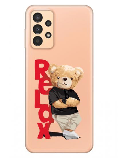 Samsung A13 Teddy Bear Relax Şeffaf Telefon Kılıfı