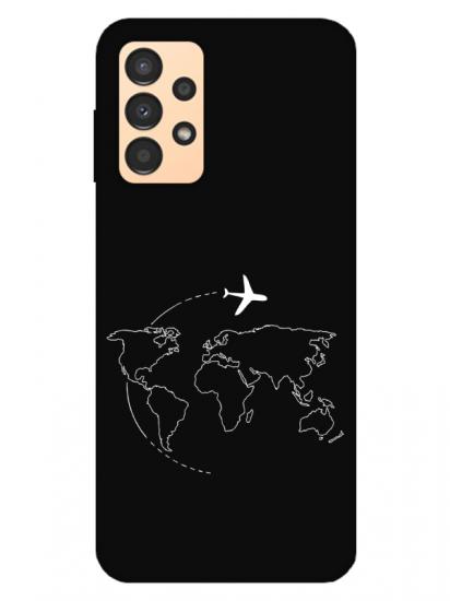 Samsung A13 Harita Uçak Siyah Telefon Kılıfı