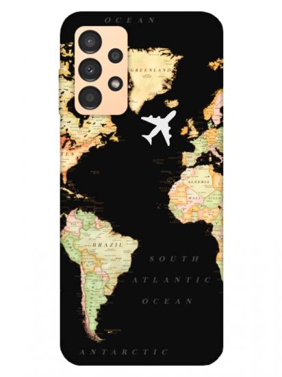 Samsung A13 Dünya Haritalı Siyah Telefon Kılıfı