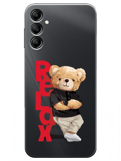 Samsung A14 Teddy Bear Relax Şeffaf Telefon Kılıfı