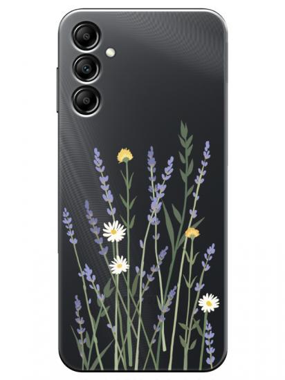 Samsung A24 Lavanta Desenli Şeffaf Telefon Kılıfı