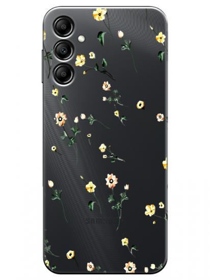 Samsung A14 Çiçekli Şeffaf Telefon Kılıfı