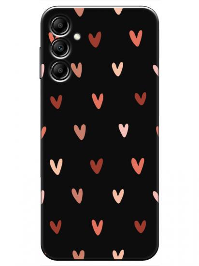 Samsung A14 Kalp Desen Siyah Telefon Kılıfı