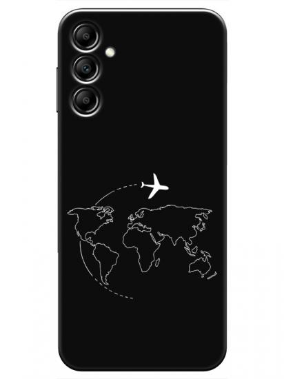 Samsung A14 Harita Uçak Siyah Telefon Kılıfı
