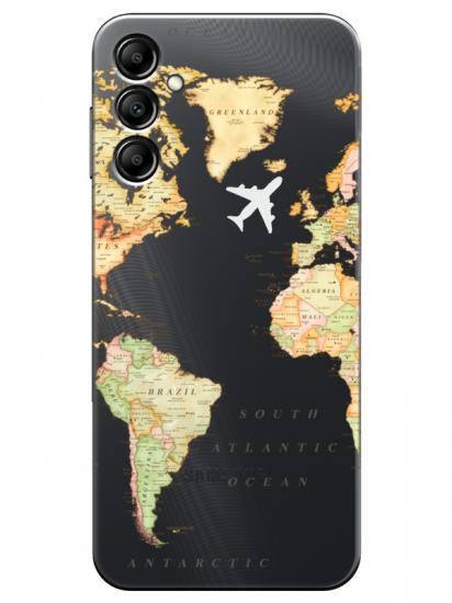 Samsung A24 Dünya Haritalı Şeffaf Telefon Kılıfı