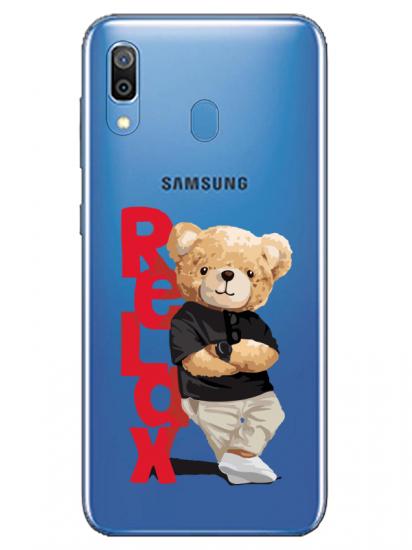 Samsung A20 Teddy Bear Relax Şeffaf Telefon Kılıfı