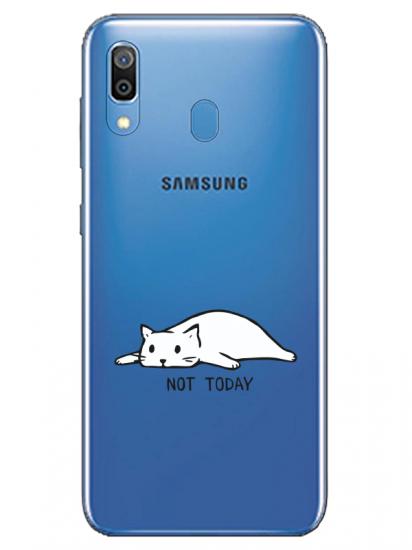 Samsung A20 Not Today Kedi Şeffaf Telefon Kılıfı