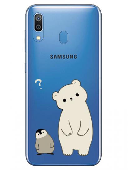 Samsung A20 Penguen Ve Ayıcık Şeffaf Telefon Kılıfı