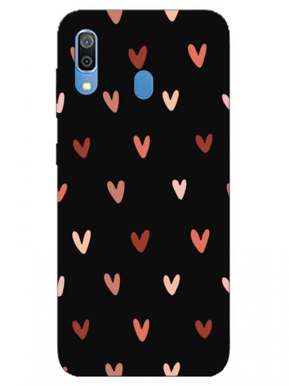 Samsung A20 Kalp Desen Siyah Telefon Kılıfı
