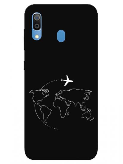 Samsung A20 Harita Uçak Siyah Telefon Kılıfı