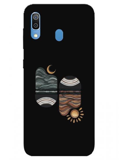 Samsung A20 Sunset Wave Siyah Telefon Kılıfı
