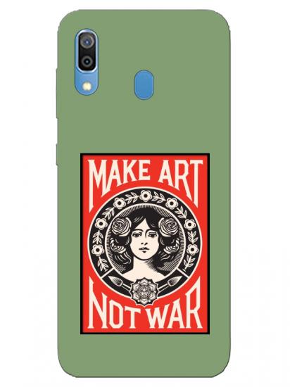 Samsung A20 Make Art Not War Yeşil Telefon Kılıfı