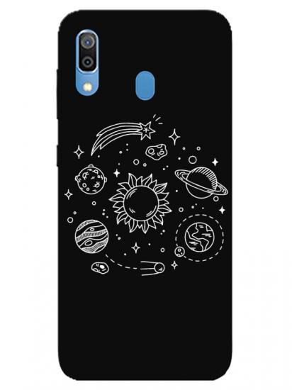 Samsung A20 Gezegen Siyah Telefon Kılıfı
