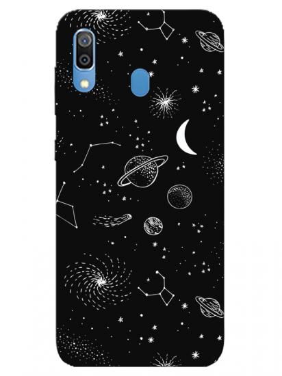 Samsung A20 Gezegenler Siyah Telefon Kılıfı