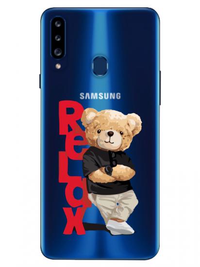 Samsung A20s Teddy Bear Relax Şeffaf Telefon Kılıfı