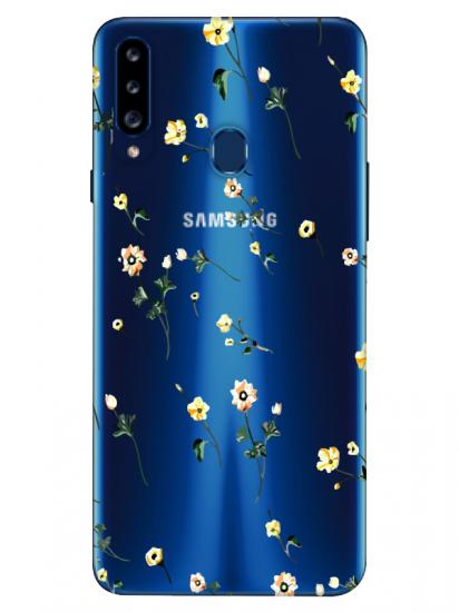 Samsung A20s Çiçekli Şeffaf Telefon Kılıfı