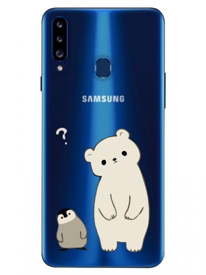 Samsung A20s Penguen Ve Ayıcık Şeffaf Telefon Kılıfı