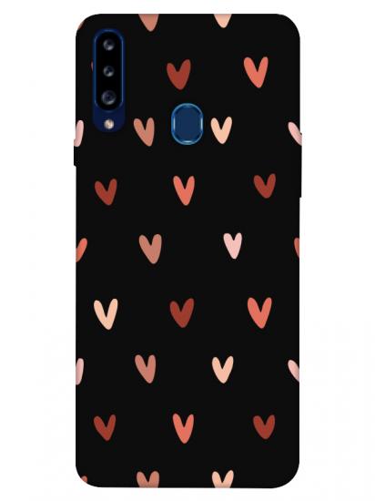 Samsung A20s Kalp Desen Siyah Telefon Kılıfı
