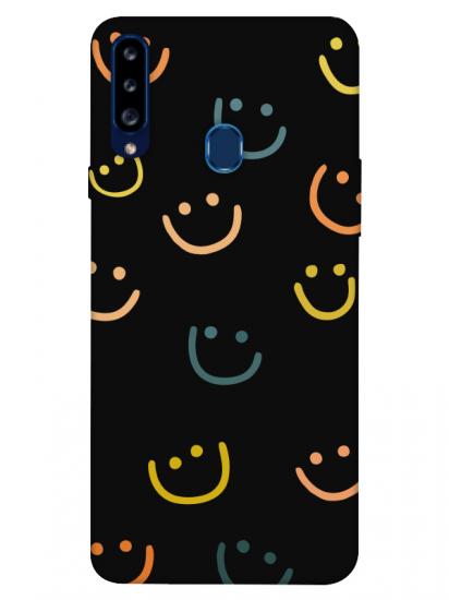 Samsung A20s Emoji Gülen Yüz Siyah Telefon Kılıfı