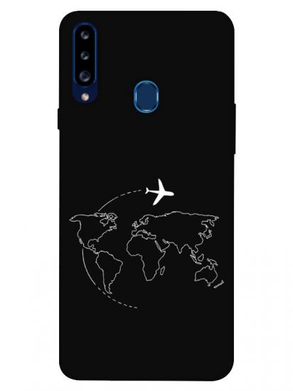 Samsung A20s Harita Uçak Siyah Telefon Kılıfı